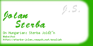 jolan sterba business card